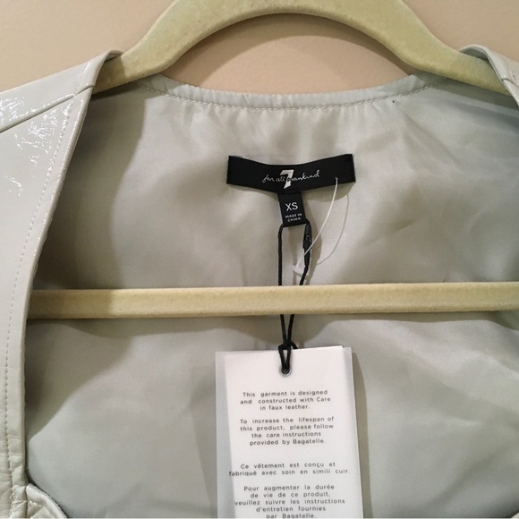 7 FOR ALL MANKIND 2 PCS Set VEGAN LEATHER PANTS TOP  Grey Size Xs-s New - Picture 10 of 12